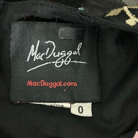 RTR Beautiful Long Mac Duggal Formal Gown/Dress Black Embroidered Sz 0 beaded - Picture 3 of 11